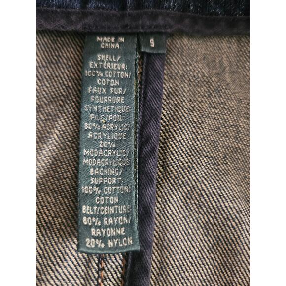 Ralph Lauren Denim Jacket Sz Sm Y2K Faux Fur Stitching Button Up - Picture 6 of 6